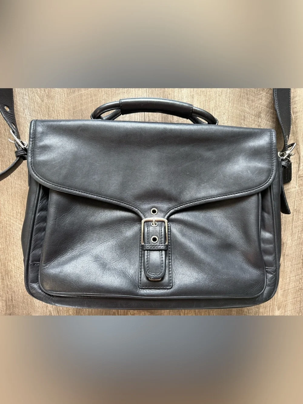 Vintage Coach Logan Black Leather Large Briefcase Portfolio Laptop Bag 5238